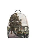 YNot Backpack in printed water-resistant fabric with zip pocket, Amsterdam Bridge