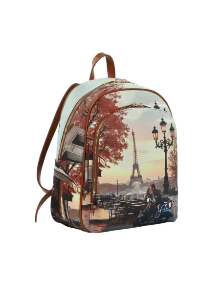 YNot Damenrucksack mit Print, Reißverschluss und verstellbaren Gurten, kisses from Paris