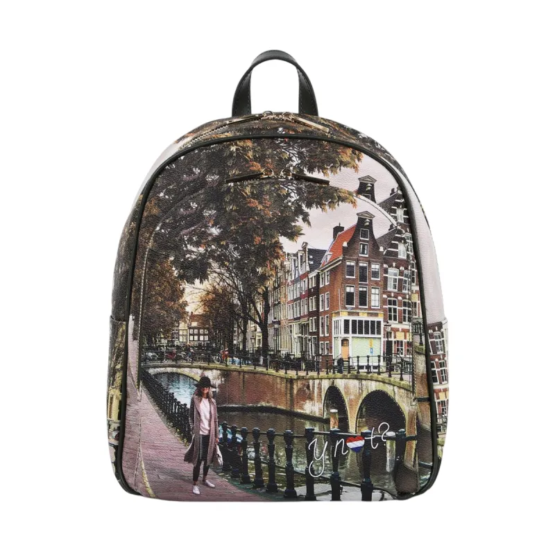 YNot Damenrucksack mit Print, Reißverschluss und...