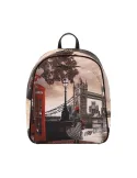 YNot Damenrucksack mit Print, Reißverschluss und verstellbaren Gurten, London Bridge