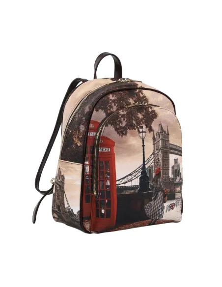 YNot Damenrucksack mit Print, Reißverschluss und verstellbaren Gurten, London Bridge