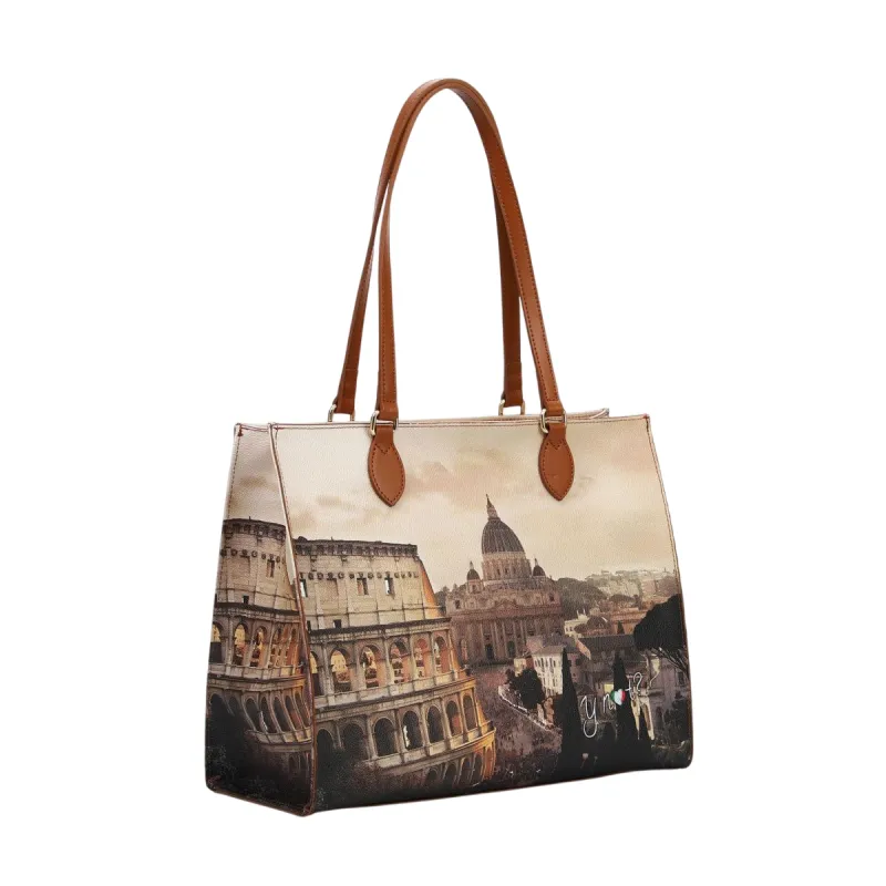 YNot Yes Bag Large Shopping Tote with Printed Fabric and... 2