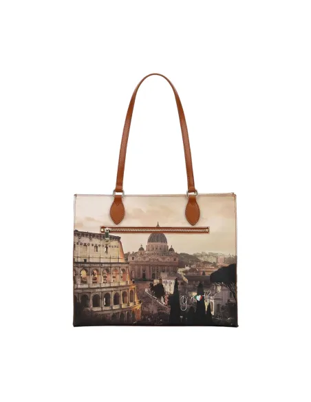 YNot Yes Bag Large Shopping Tote with Printed Fabric and Leather Details, Jubilee