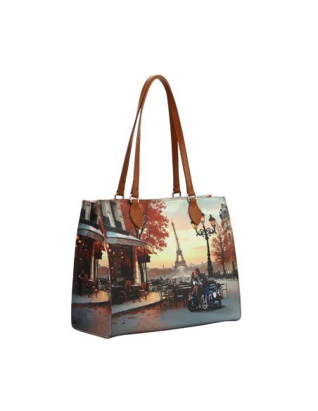 YNot Yes Bag Große Shopper mit Print und Reißverschluss, kisses from Paris