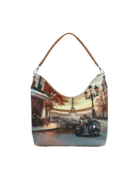 YNot Große Schultertasche mit Print und Reißverschluss, kisses from Paris