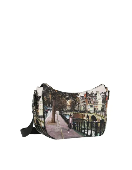 YNot Yes Bag Medium Hobo with Adjustable Strap and Zip, Amsterdam Bridge
