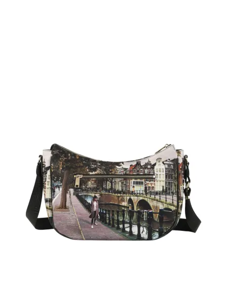 YNot Yes Bag Medium Hobo with Adjustable Strap and Zip, Amsterdam Bridge