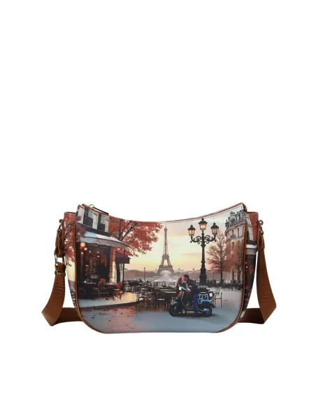 YNot Yes Bag Hobo Mittelgroß mit Print und Reißverschluss, kisses from Paris