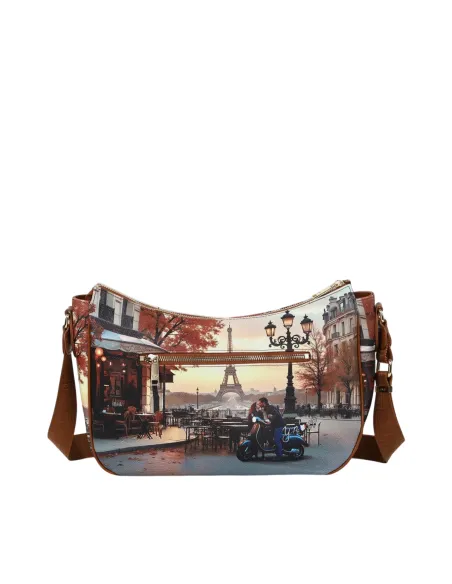 YNot Yes Bag Medium Hobo with Adjustable Strap and Zip, kisses from Paris