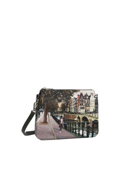 YNot Yes Bag Flache Umhängetasche mit Reißverschluss und Print, Amsterdam Bridge