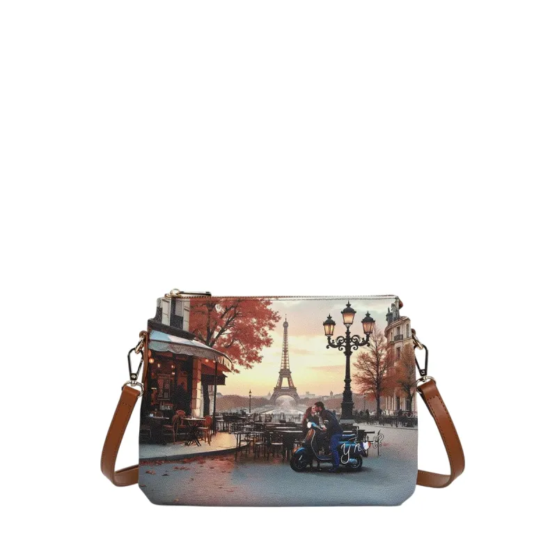 Borsa a tracolla a due comparti Ynot, kisses from Paris