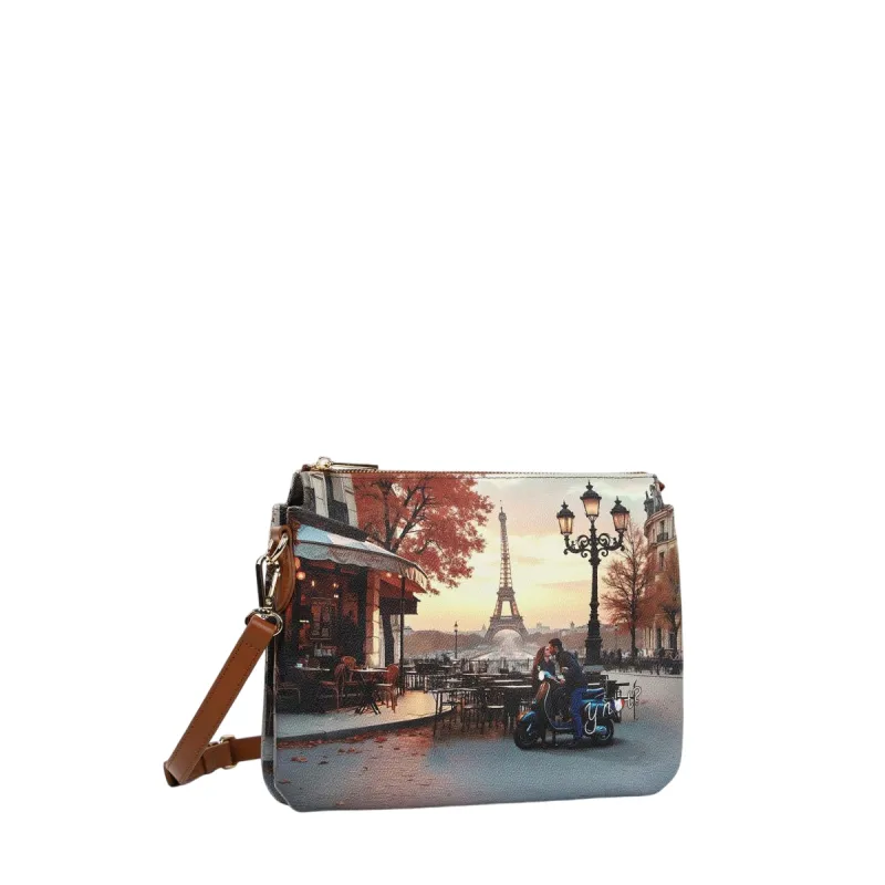 YNot Yes Bag Flat Crossbody with Zip and Printed Fabric,... 2