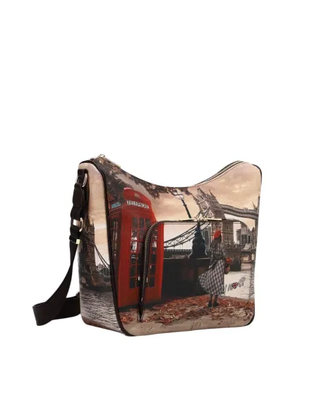 YNot Yes Bag Damen Umhängetasche mit Reißverschluss und Print, London Bridge