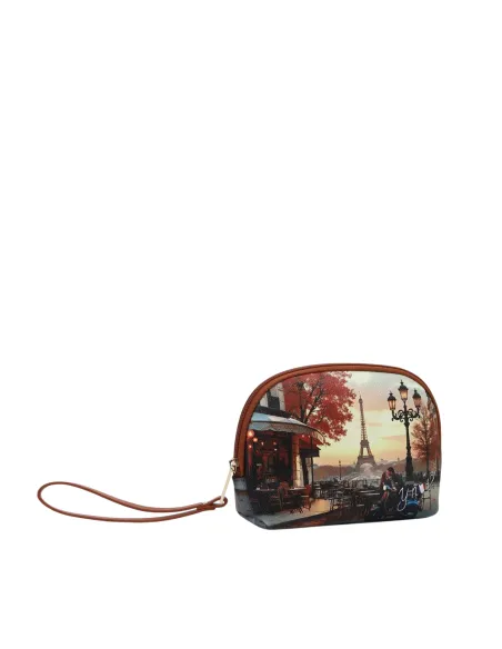 Small Beauty Case YNot Yes Bag with Printed Fabric and Zip, kisses from Paris