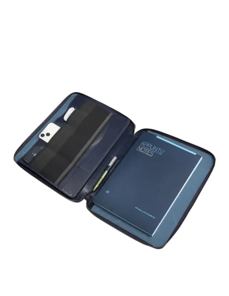 Piquadro Philip Leather Notepad Holder with iPad® Compartment, blue