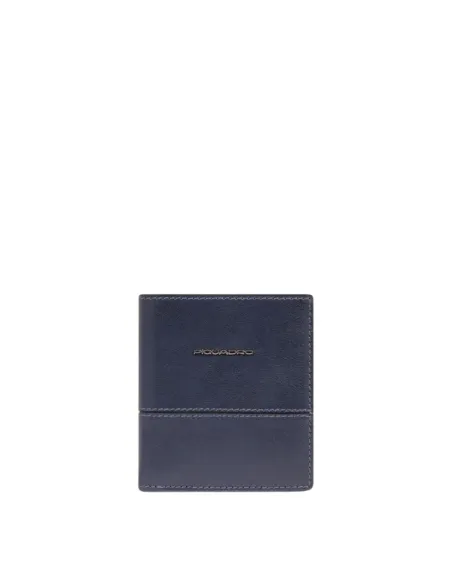 Piquadro Philip small vertical wallet for men with RFID protection, blue