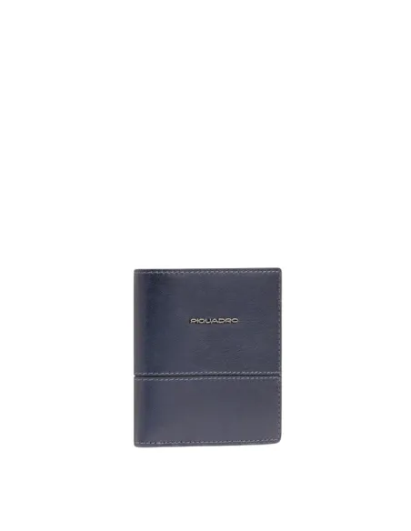 Piquadro Philip small vertical wallet for men with RFID protection, blue