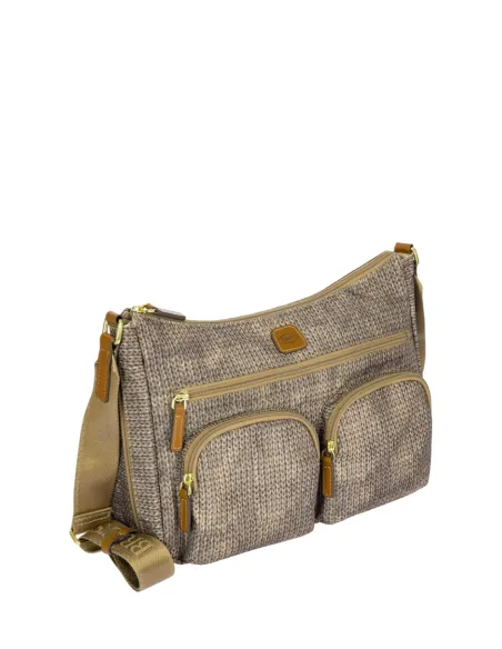 Brics Medium shoulder bag with three zipped pockets, Wool Nut