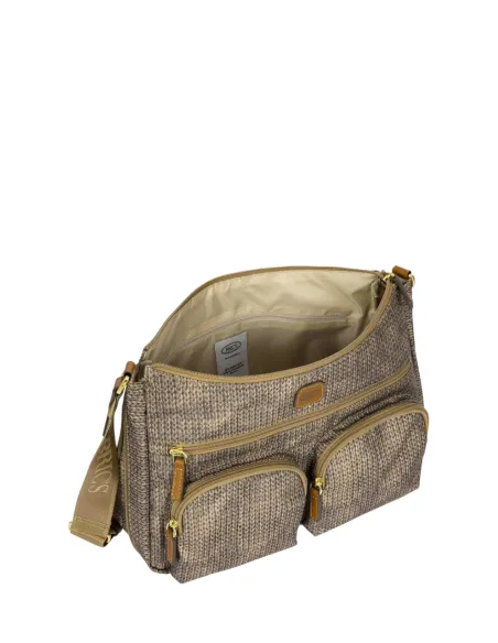 Brics Medium shoulder bag with three zipped pockets, Wool Nut