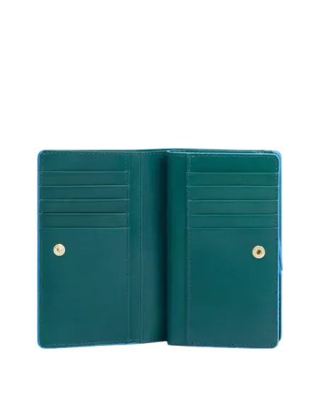 Piquadro Blue Square women's wallet with coin purse, teal