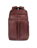 Piquadro Philip leather backpack 15.6 inch with RFID shock absorber, brown