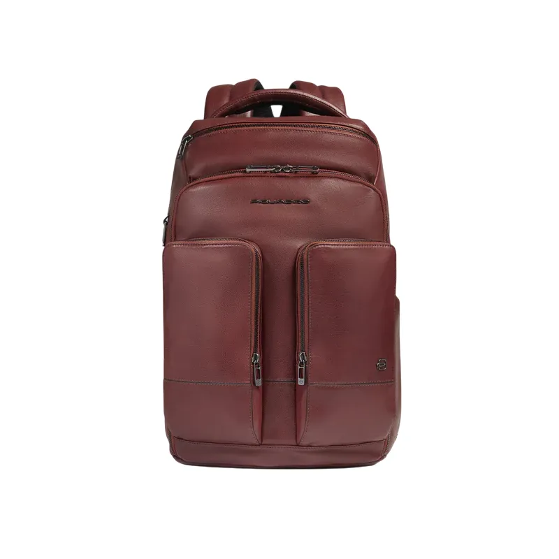 Piquadro Philip leather backpack 15.6 inch with RFID...