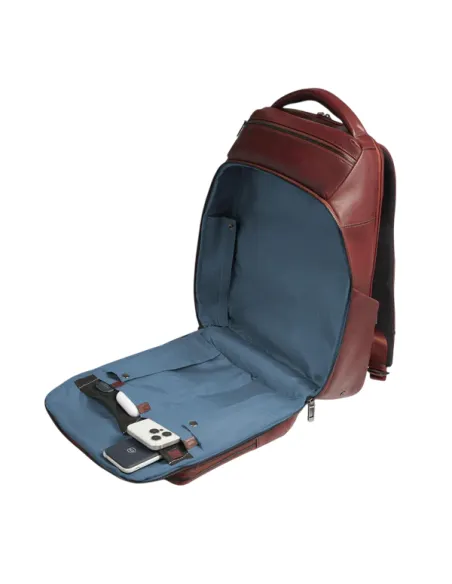 Zaino uomo personalizzabile in pelle porta pc da 15,6 Piquadro Philip, marrone