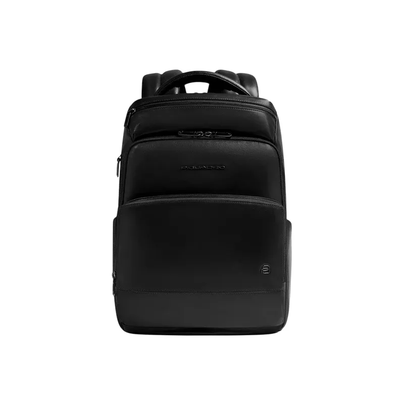 Zaino per PC da 14 in pelle Piquadro Philip, nero