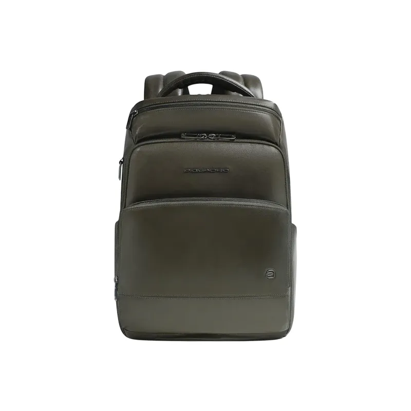 Zaino per PC da 14 in pelle Piquadro Philip, verde