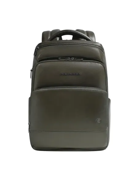 Zaino per PC da 14 in pelle Piquadro Philip, verde