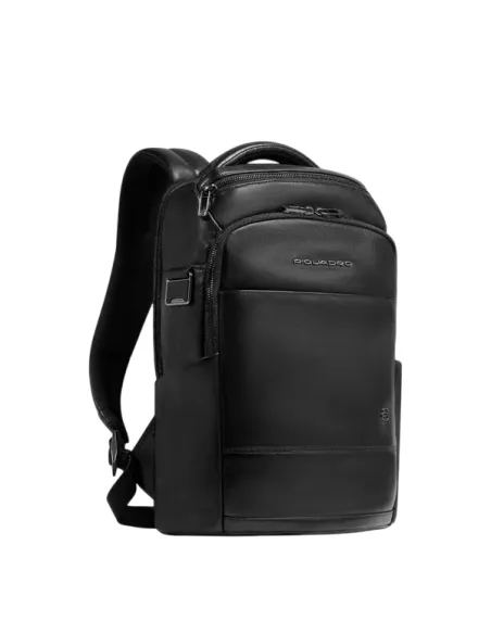 Zaino uomo piccolo in pelle porta pc e iPad®mini Piquadro Philip, nero