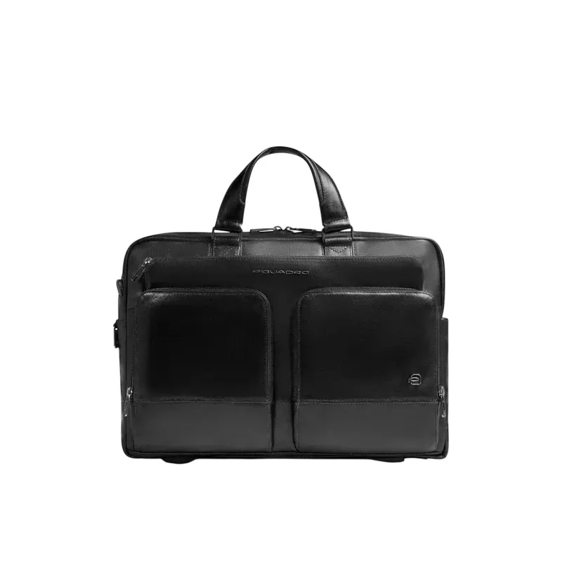 Piquadro Philip leather laptop bag 15.6 inch with shock...