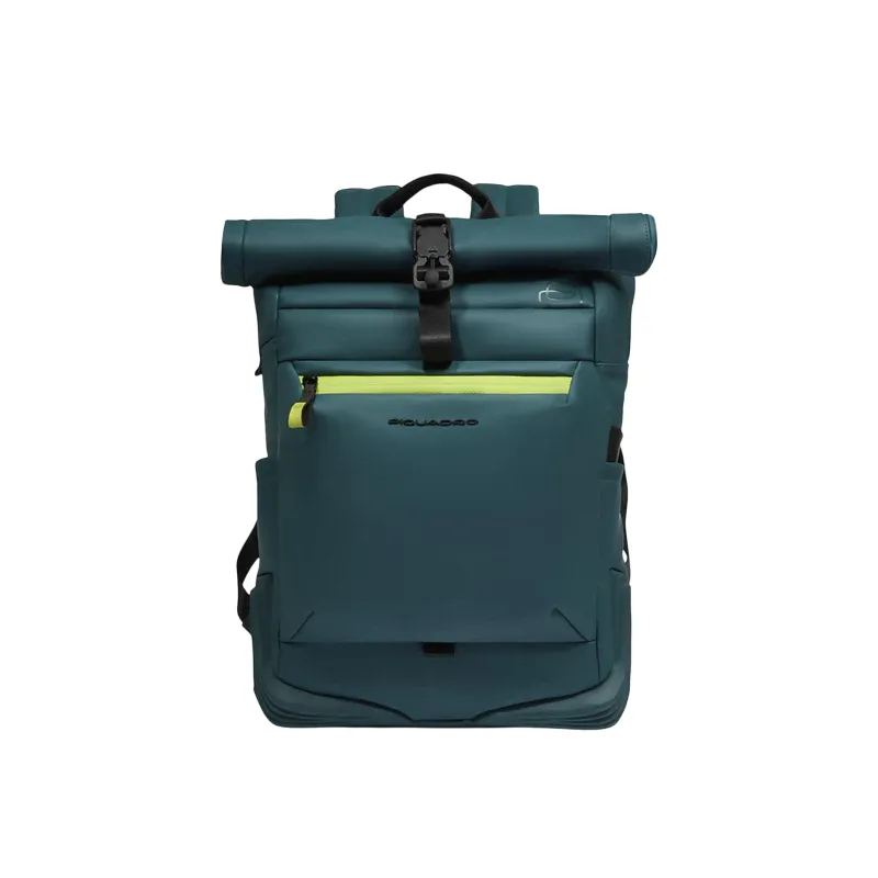Piquadro Roll-Top computer backpack, teal