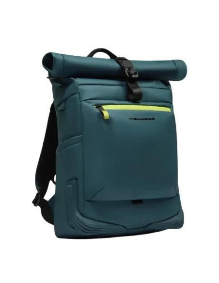 Piquadro Roll-Top computer backpack, teal