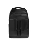 Piquadro Philip leather backpack 15.6 inch with RFID shock absorber, black