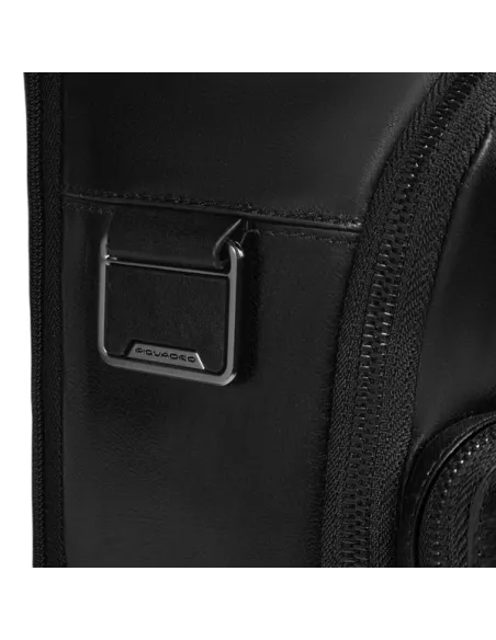Piquadro Philip leather backpack 15.6 inch with RFID shock absorber, black