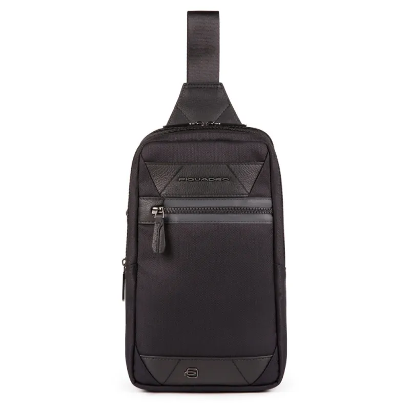 Monospalla porta iPad®mini in tessuto riciclato Trakai, nero