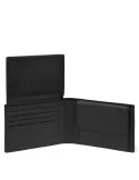 Piquadro Trakai Herrengeldbörse mit Münzfach und Dokumentenklappe, schwarz