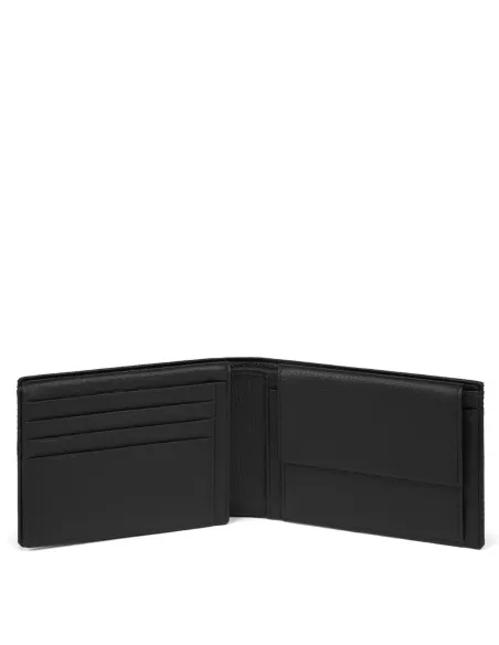 Piquadro Trakai Men's wallet with flip up ID window and coin pocket, Black