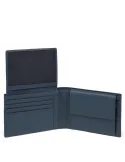 Piquadro Trakai Men's wallet with flip up ID window and coin pocket, blue