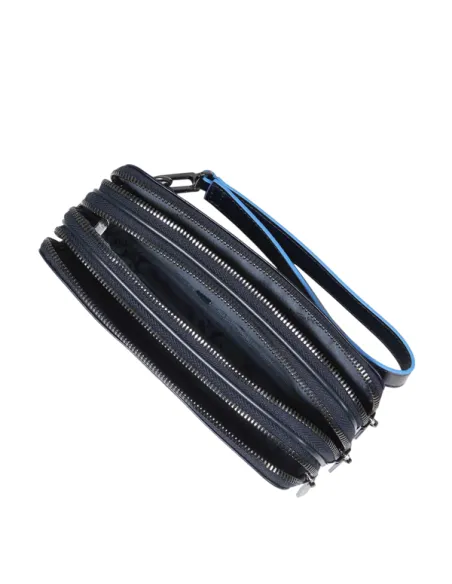 Pochette a tre comparti con protezione anti-frode RFID Piquadro B2, blue