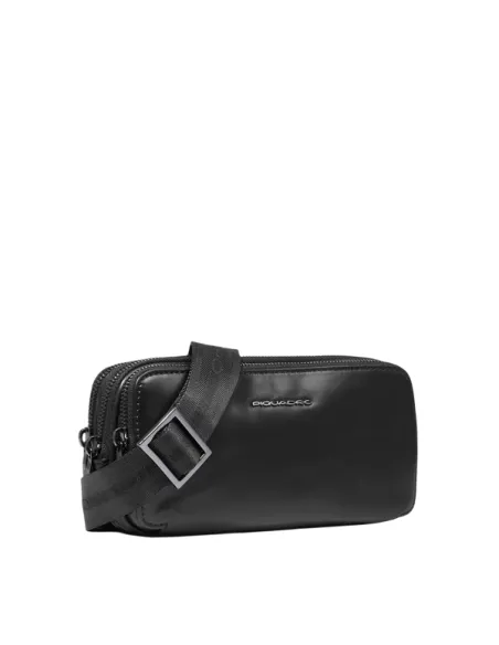 Herren-Clutch-Tasche mit drei Fächern mit Reißverschluss Piquadro Blue Square, schwarz