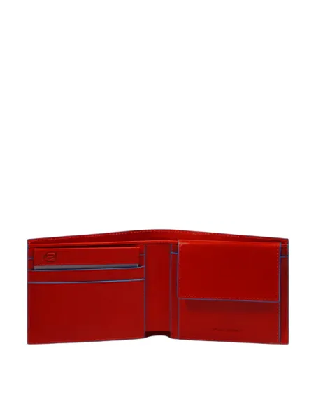 Kleines Herrenportemonnaie mit Münzfach und abnehmbarem Dokumentenhalter Blue Square, orange