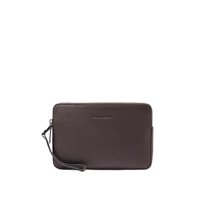 Piquadro Black Square Men's Leather Pouch with Double...