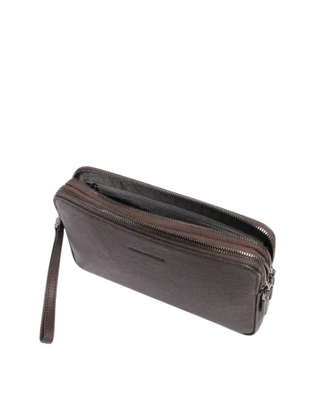 Pochette uomo in pelle Piquadro B3, marrone scuro