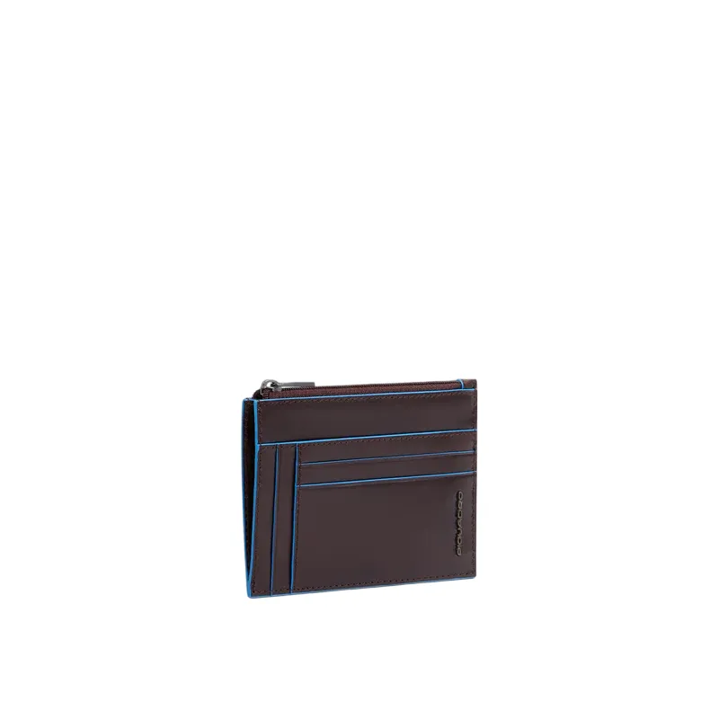 Piquadro Blue Square Men's Leather Card Holder with Coin... 2