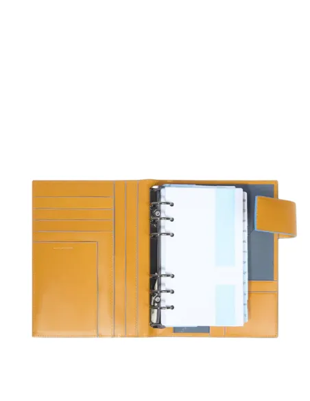 Medium leather organizer B2, yellow