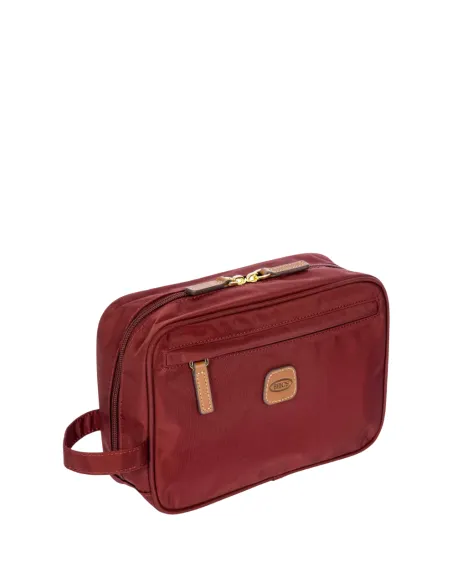 Brics X-Collection fabric and leather Necessaire, Bordeaux