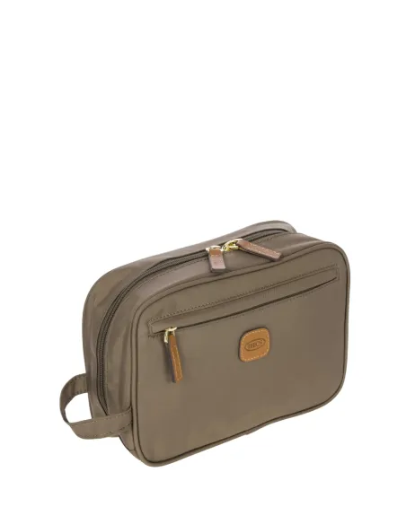 Necessaire in tessuto e pelle Brics X-Collection, nocciola