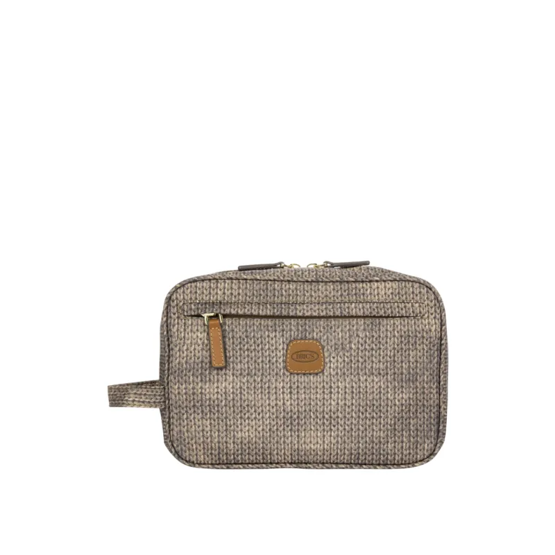 Necessaire in tessuto e pelle Brics X-Collection, Wool Nut